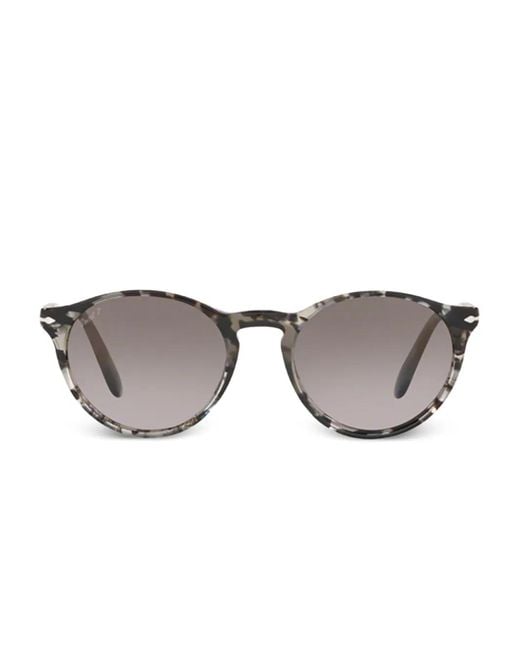 Persol Gray Tortoiseshell Round Sunglasses