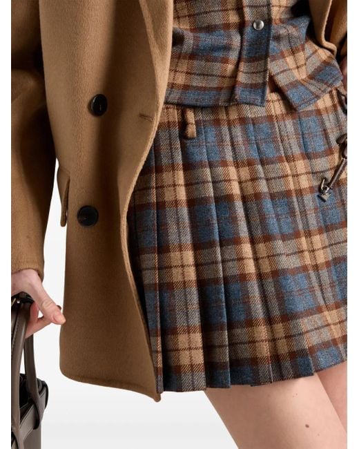 Prada Blue Checked Wool Mini Skirt
