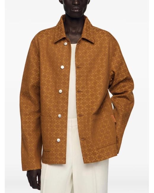 Sandro Brown Square Cross Denim Jacket for men