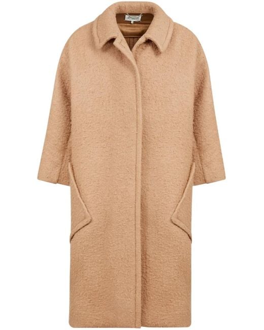 Maison Margiela Natural Oversized Effect Bouclé Mohair Coat