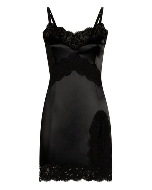 Dolce & Gabbana レーストリム ミニドレス Black