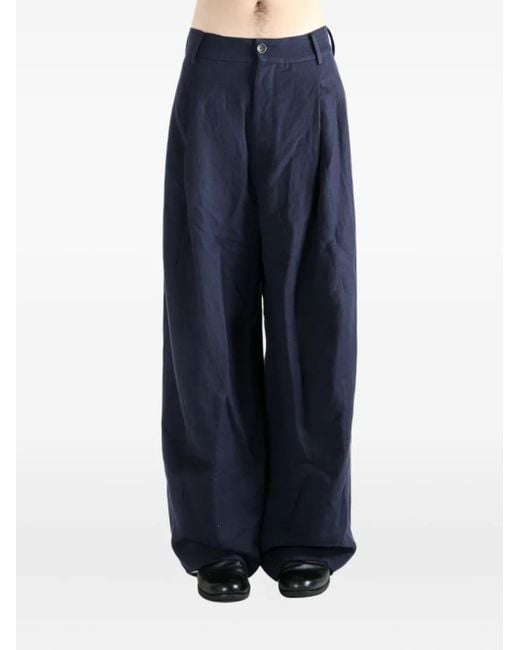 Uma Wang Blue Paw Pleated-Front Trousers for men