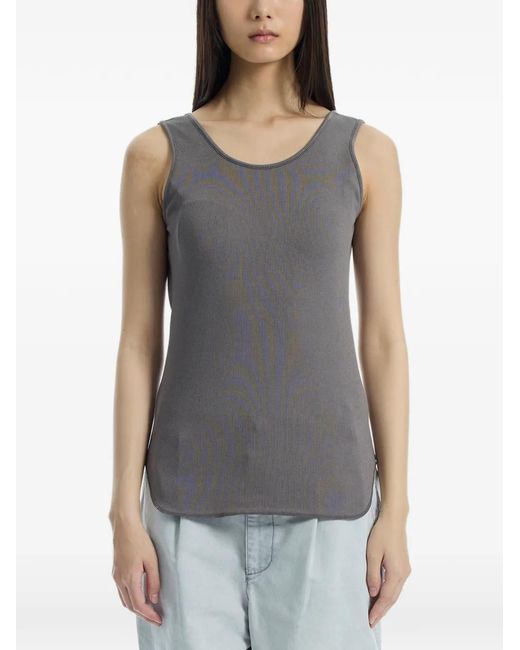 determ Gray Ribbed Scoop-Neck Tank Top