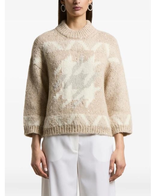 Peserico White Star-Pattern Sweater