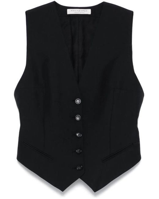 Philosophy Di Lorenzo Serafini Black V-Neck Waistcoat