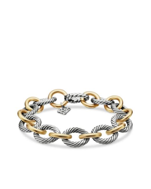 David Yurman Metallic 18Kt And Sterling Oval Link Chain Bracelet (12Mm)