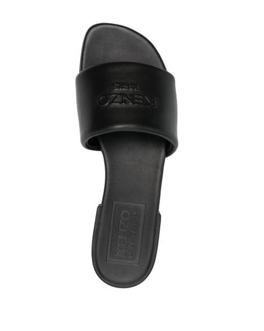 KENZO Black Oki Leather Flat Sandals