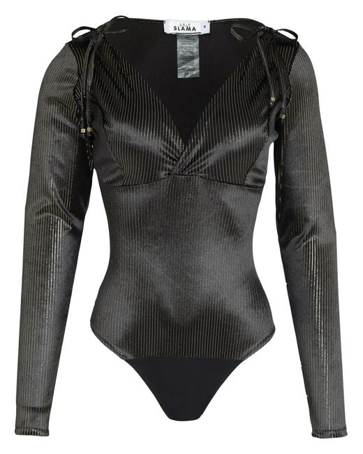 Amir Slama Black V-Neck Stretch Body