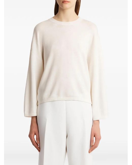 Khaite White Wool Crew-Neck Sweater