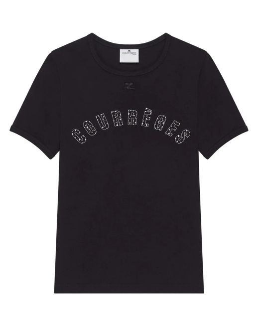 Courreges Black T-Shirt Medusa Contrast