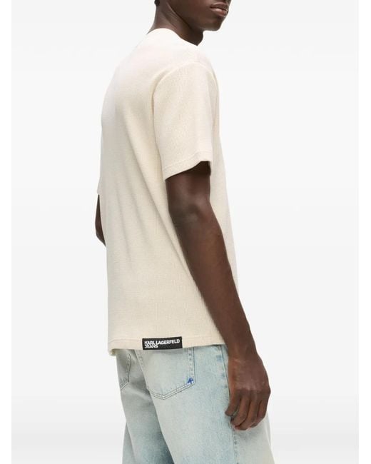 Karl Lagerfeld White Logo-Plaque T-Shirt for men
