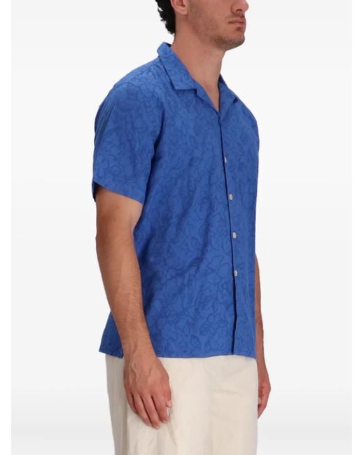 Paul Smith Blue Floral-Print Cotton Shirt for men