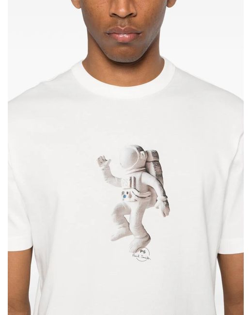 Paul Smith White Astronaut-Print T-Shirt for men
