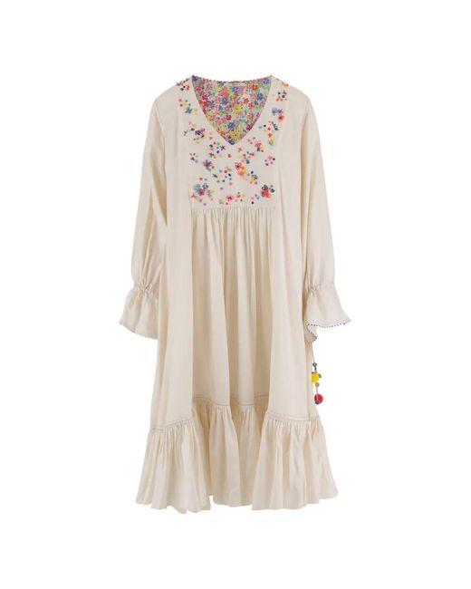 Péro White Floral-Embroidered Dress