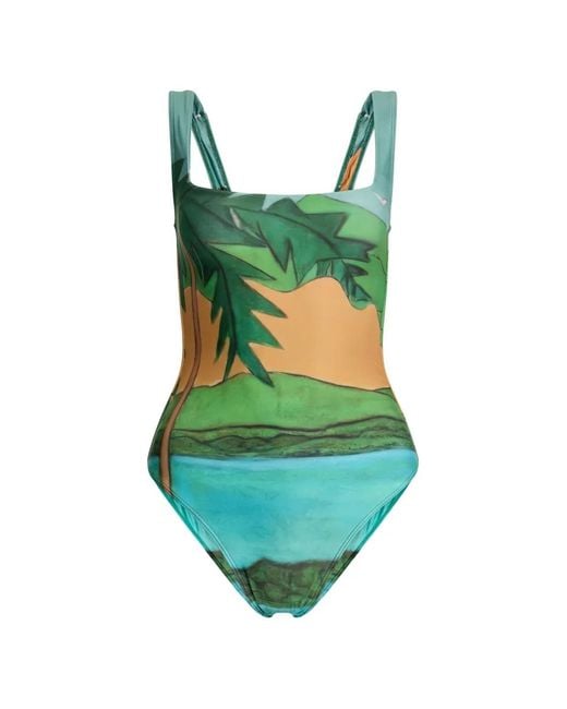 Donde Esteban Green Graphic Swimsuit