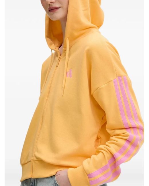 Adidas Blue Logo-Embroidered Zip-Up Hoodie