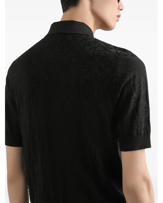 Dolce & Gabbana Poloshirt Mit Jacquard-Logo in Black für Herren