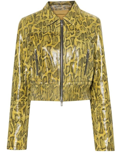 Stand Studio Yellow Millicent Leather Jacket - Women's - Polyester/goat Skin/viscose