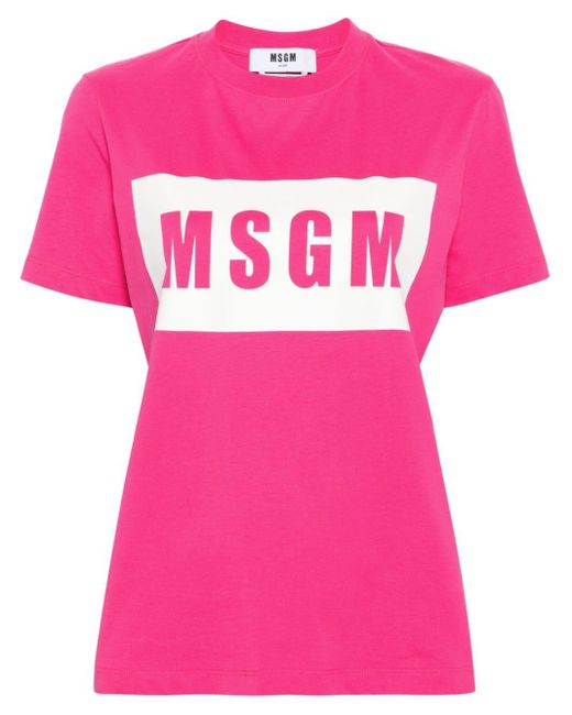 MSGM Pink T-Shirt mit Logo-Print