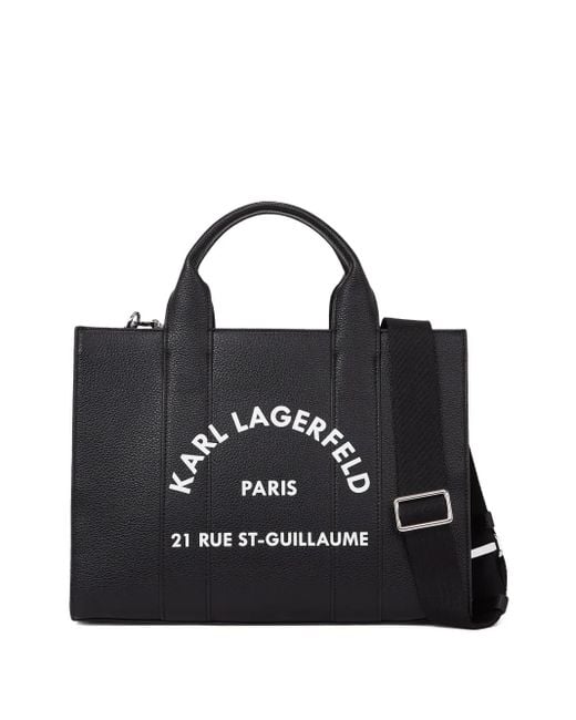 Borsa Tote Rue St-Guillaume Media Con Logo di Karl Lagerfeld in Black