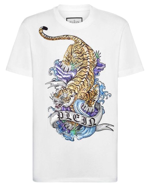 T-shirt en coton à imprimé graphique Philipp Plein pour homme en coloris White