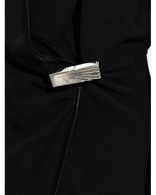 The Attico Black Wrap-Front Split Maxi Dress