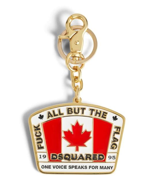DSquared² Red Canadian Flag Key Ring for men