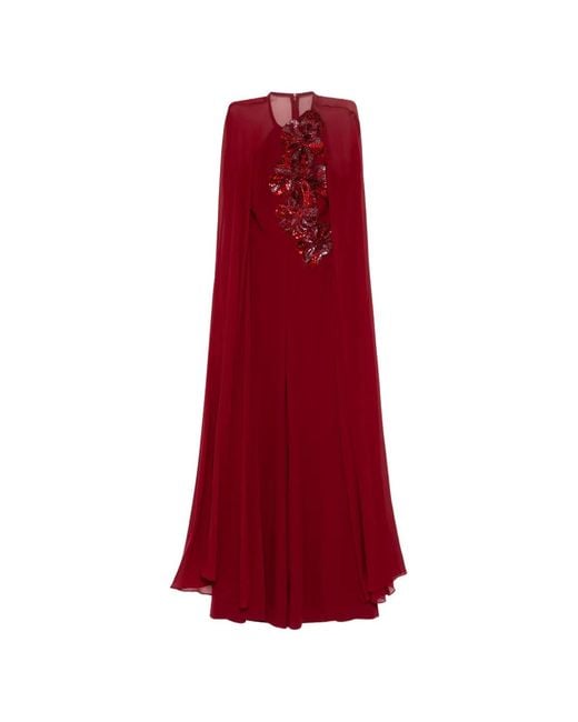 Elie Saab Red Sequin-Embellished Jumpsuit