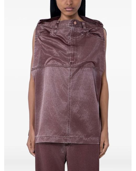Issey Miyake Purple Structured Sleeveless Top
