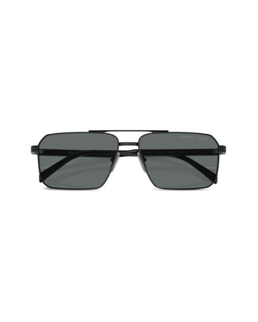 Prada Gray Prada Pr A57s Aviator Frame Sunglasses for men
