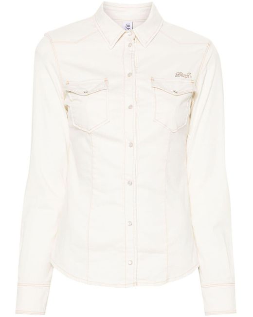 Chemise en jean à logo strassé Liu Jo en coloris White