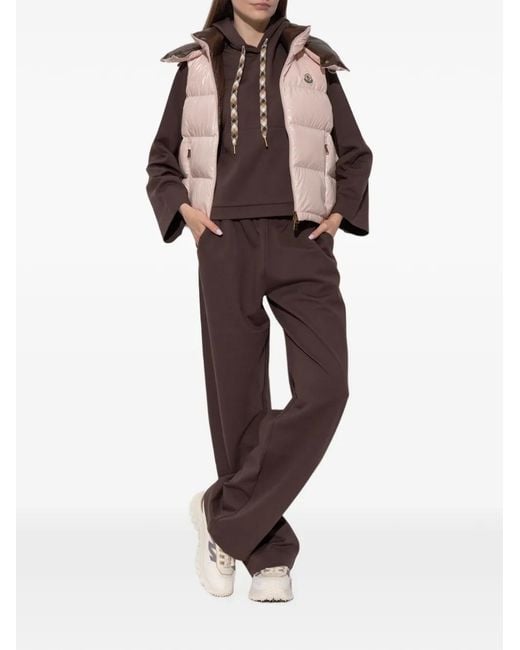 Moncler Brown Logo-Patch Drawstring Hoodie