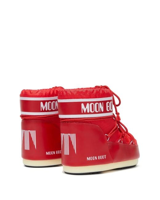 Moon Boot Red "Icon" Low Nylon Boot