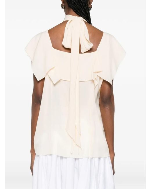Lanvin White Ruffled Tie Blouse