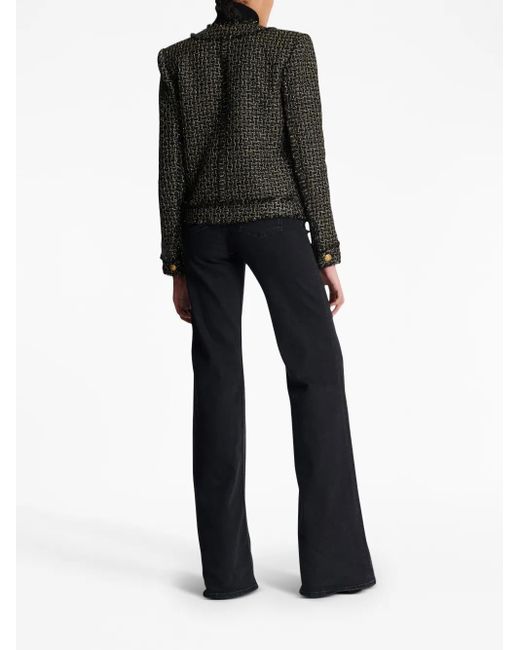 Balmain Black Button-embellished Metallic Tweed Jacket