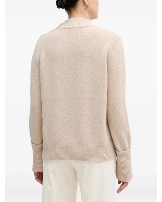 MARC AUREL White Button Roll-Neck Sweater