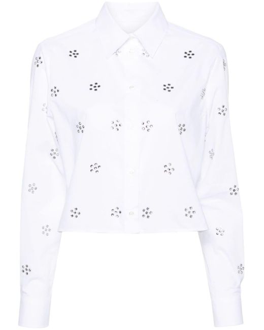 MSGM Katoenen Overhemd Verfraaid Met Stras in het White