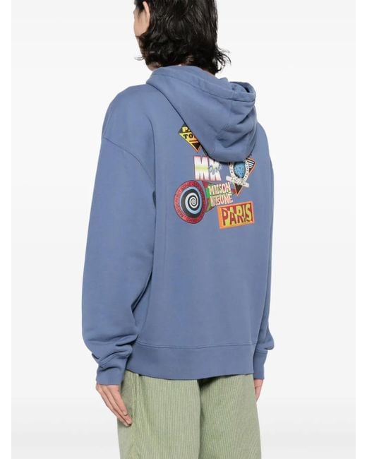Maison Kitsuné Blue Long Sleeve Cotton Hoodie for men
