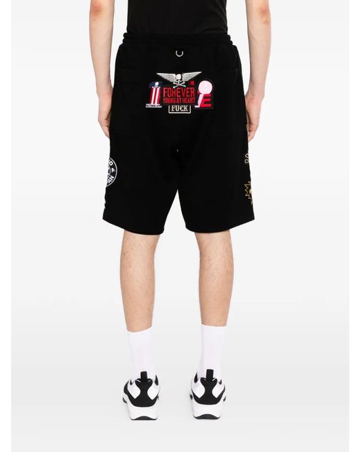 Mastermind Japan Black Short À Écusson Brodé Et Lien De Resserrage for men