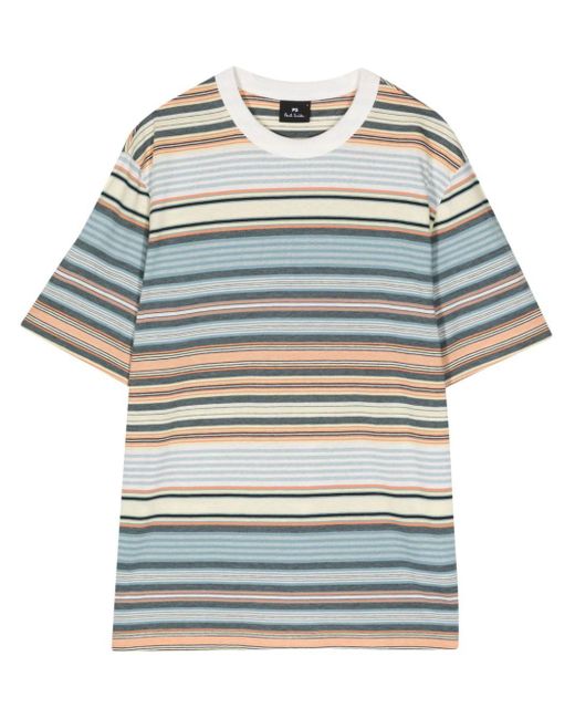 PS by Paul Smith Gray Multi-stripe Organic-cotton T-shirt for men