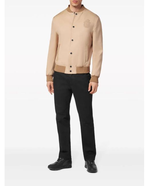 Billionaire Natural Logo-Patch Button-Up Bomber Jacket for men