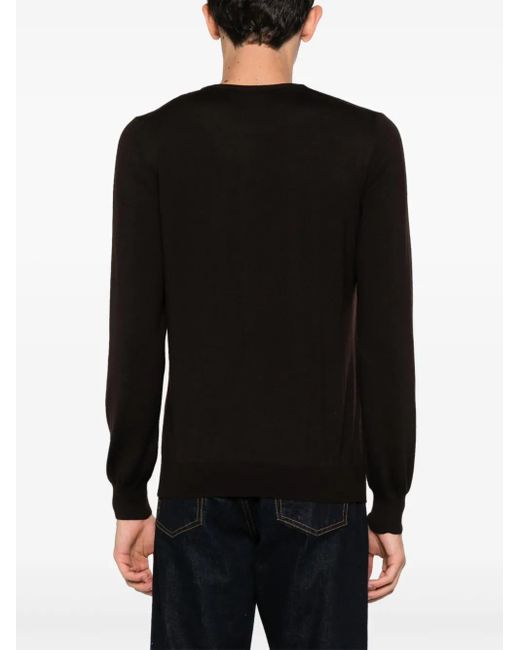 Fileria Black Crew-Neck Virgin Wool Jumper for men