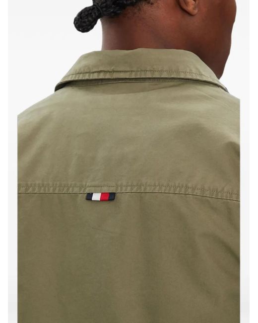 Tommy Hilfiger Green Button-Up Logo-Patch Jacket for men