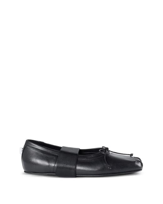 Ann Demeulemeester White Ballerines Paloma En Cuir De Veau À Ruban