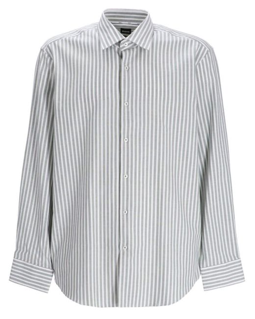 Boss Gray Joe Striped Cotton Shirt for men