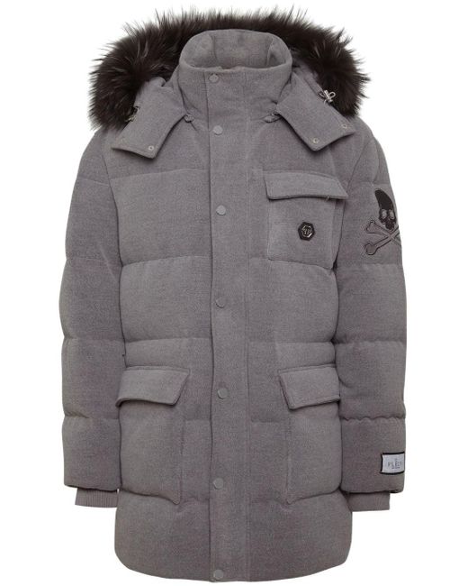 Doudoune A Logo Brode Philipp Plein pour homme en coloris Gris Lyst