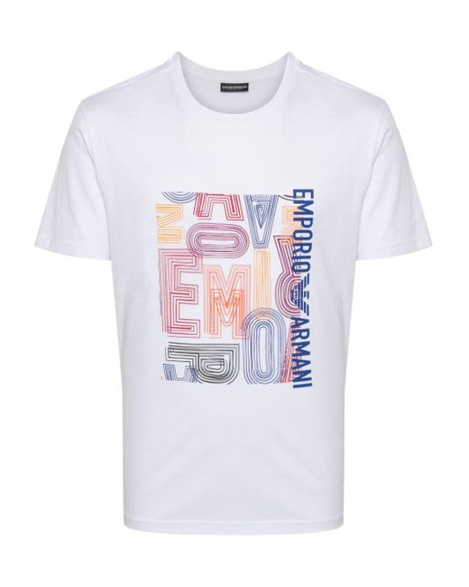 T-shirt con stampa di Emporio Armani in White da Uomo