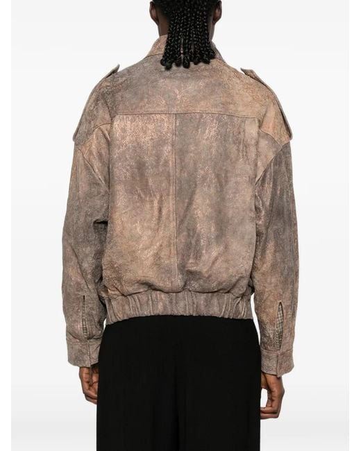 Giorgio Brato Brown Distressed-Effect Epaulette Jacket