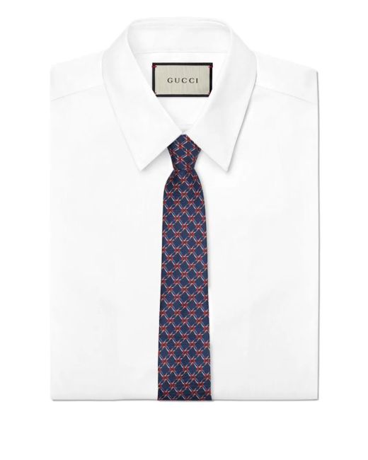 Gucci Purple Geometric-Pattern Silk Tie for men