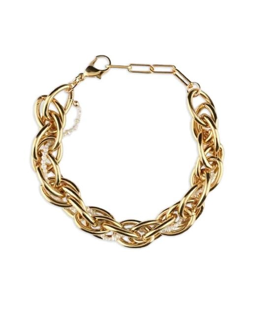 GISEL B Metallic Karen Chain-Link Pearl Bracelet